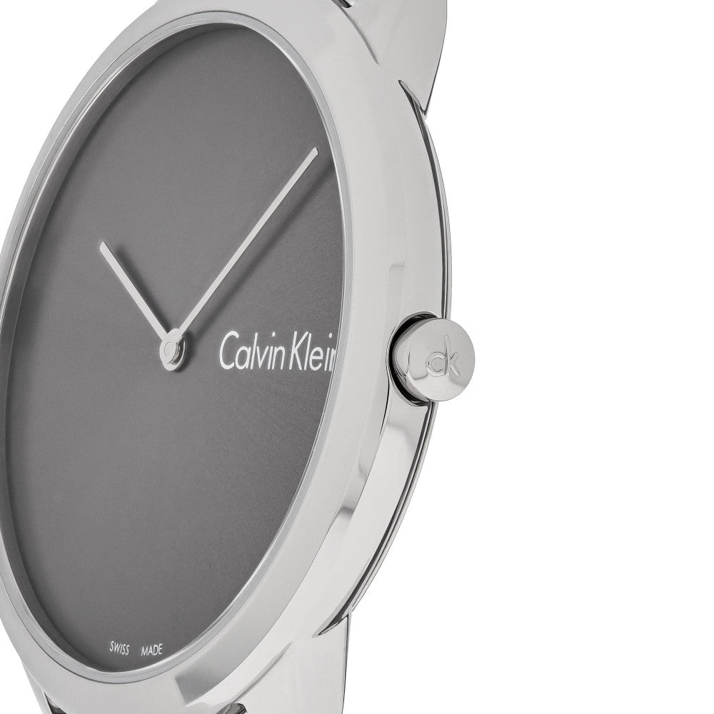 Side profile of Calvin Klein Minimal 40mm watch with mesh band