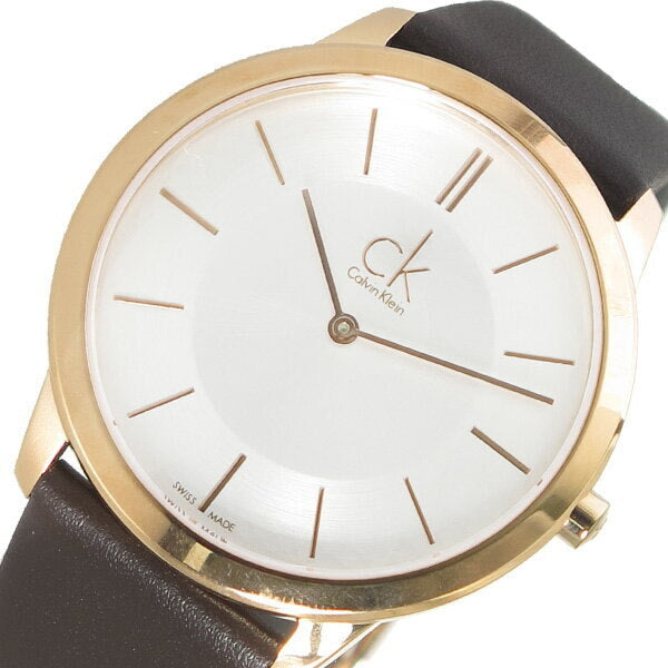Calvin Klein Minimal Quartz Silver Dial Men's Leather Watch K3M216G6