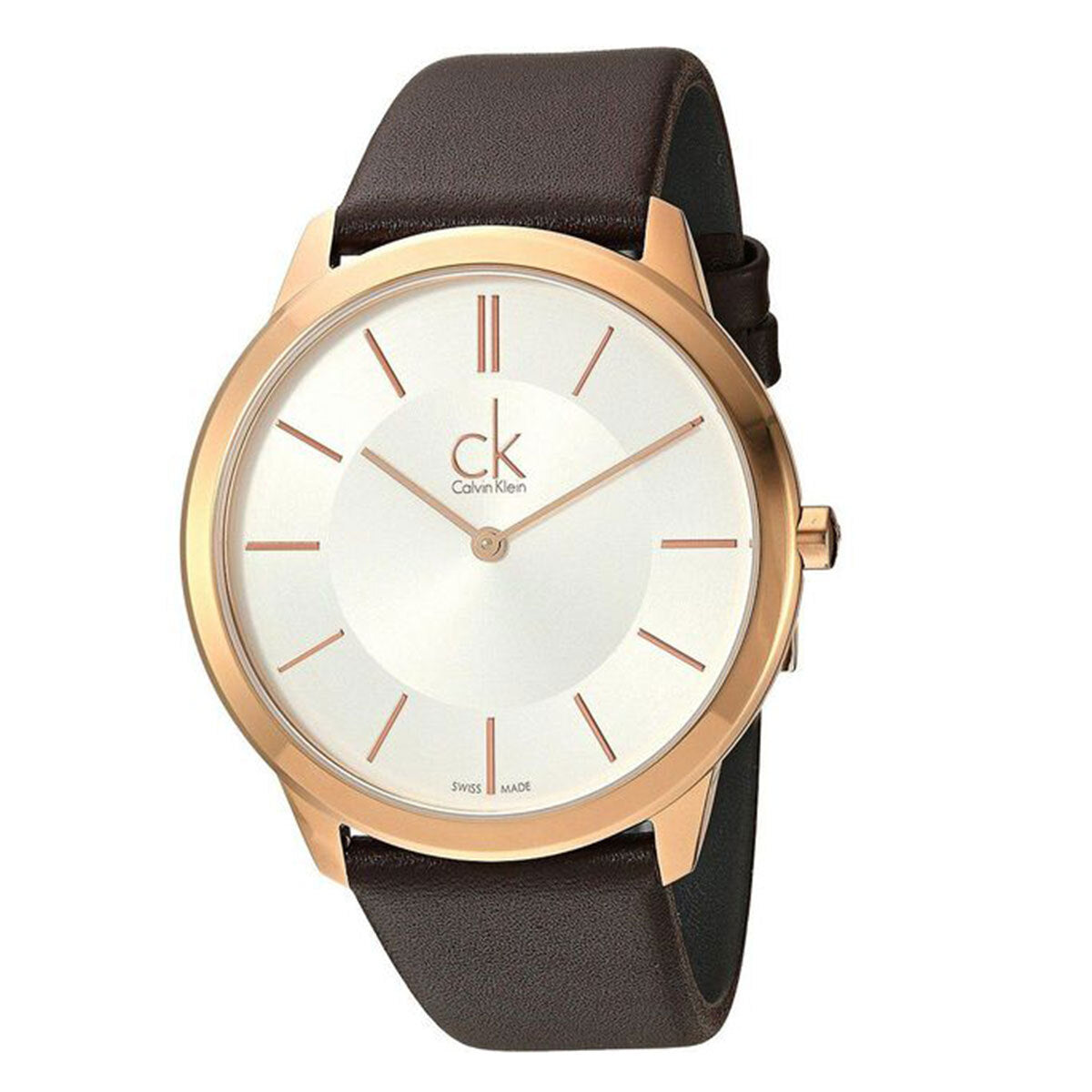 Calvin Klein Minimal Quartz Silver Dial Men's Leather Watch K3M216G6