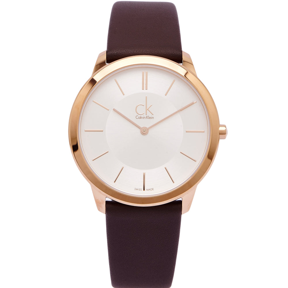 Calvin Klein Minimal Quartz Silver Dial Men's Leather Watch K3M216G6
