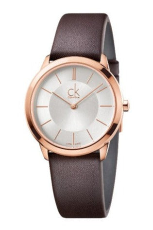 Calvin Klein Minimal Quartz Silver Dial Men's Leather Watch K3M216G6