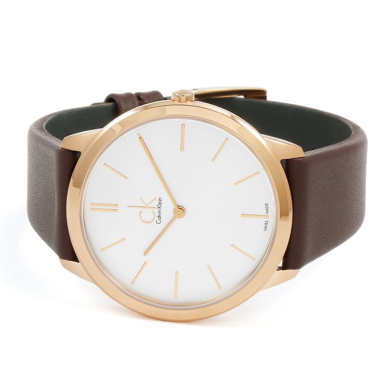 Calvin Klein Minimal Quartz Silver Dial Men's Leather Watch K3M216G6