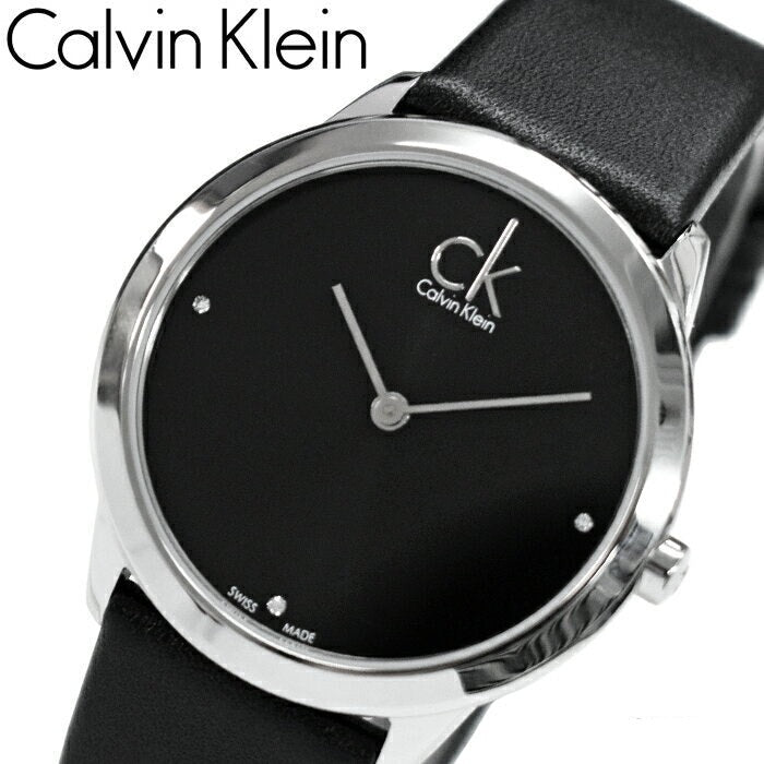 Calvin Klein Minimal Black Dial Rose Gold Bracelet Ladies Watch K3M221CS