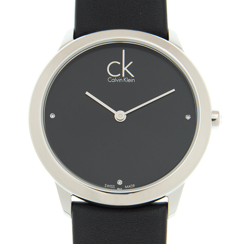Calvin Klein Minimal K3M221CS ladies watch with black dial and stainless steel bezel