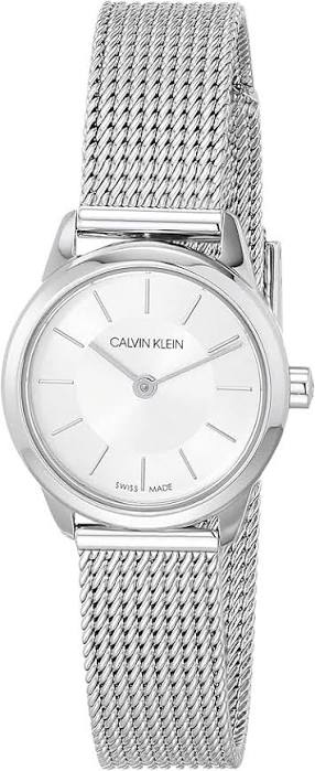 Calvin Klein Minimal K3M23126 women's watch with silver dial and stainless steel mesh strap
