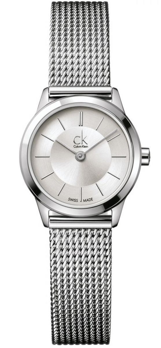 Calvin Klein Minimal K3M23126 silver dial women's watch with mesh strap