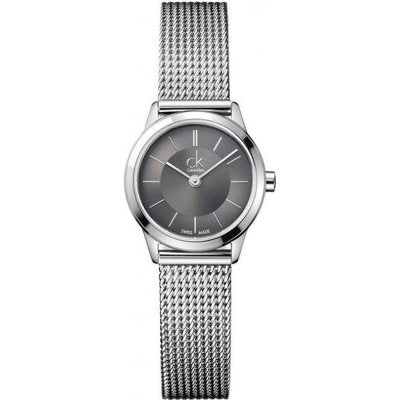 Calvin Klein Minimal K3M231Y3 ladies watch with grey dial and stainless steel mesh bracelet