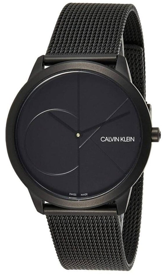 Calvin Klein Minimal men's watch with black dial and black mesh bracelet