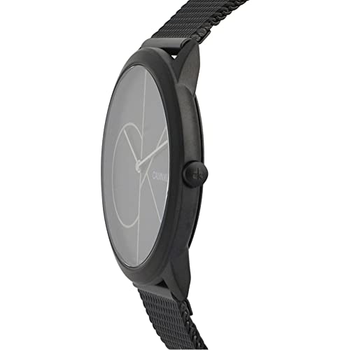 Angled side view of Calvin Klein Minimal watch with mesh band