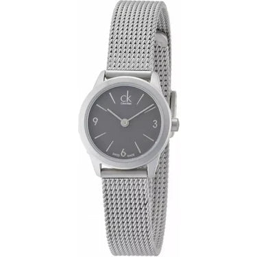 Side view of Calvin Klein Minimal K3M53154 watch showing mesh bracelet and case profile