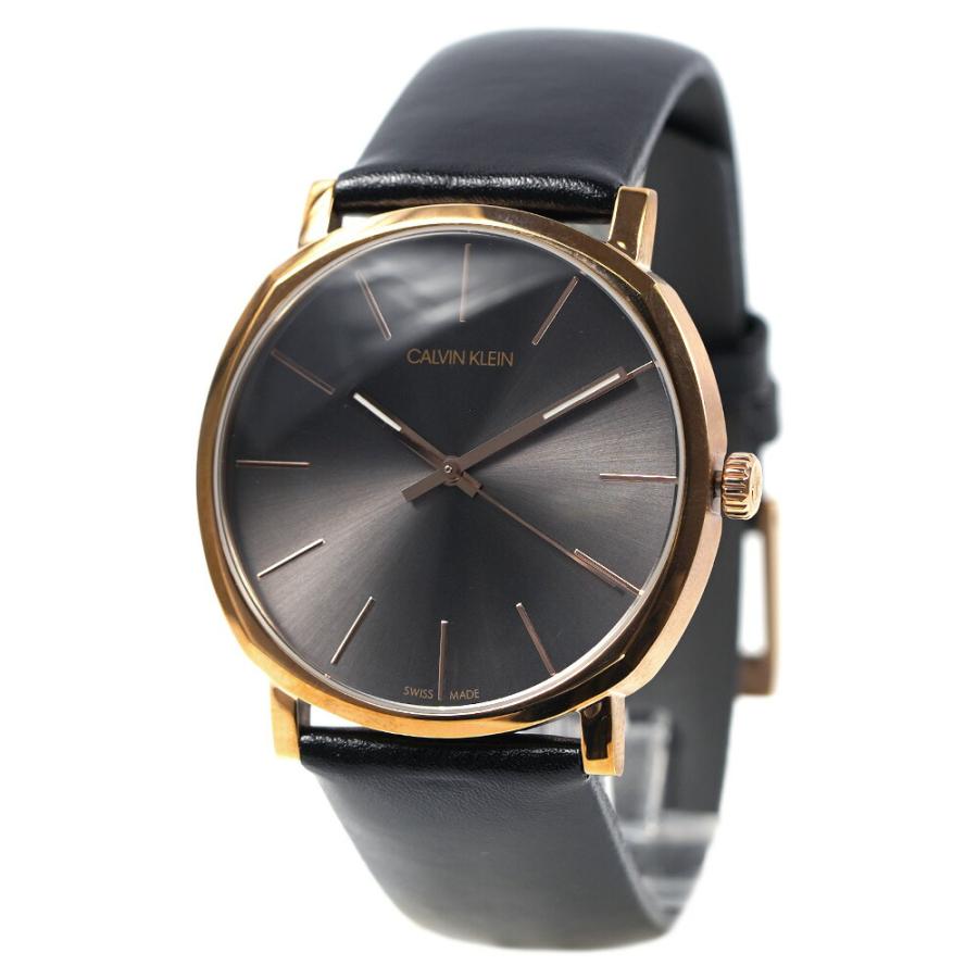 Calvin Klein Posh Rose Gold Tone Black Leather Men's Watch K8Q316C3