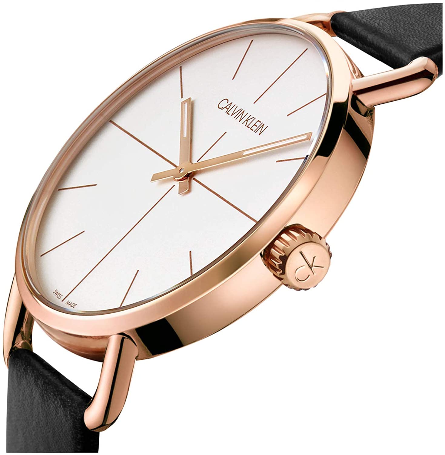 Calvin Klein Posh Silver Dial Brown Leather Strap Watch for Men K8Q316G6