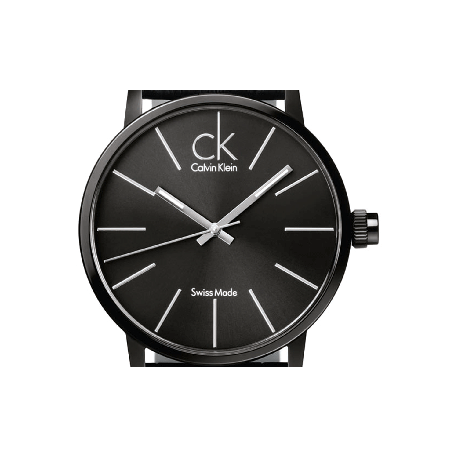 Calvin Klein Post Minimal black dial detail with minimalist hour markers