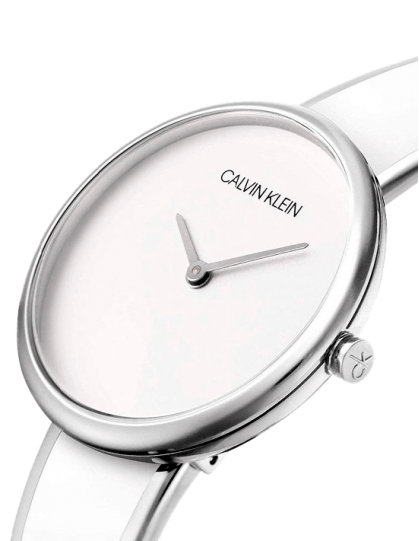 Calvin Klein Seduce K4E2N116 watch side profile with two-tone steel strap