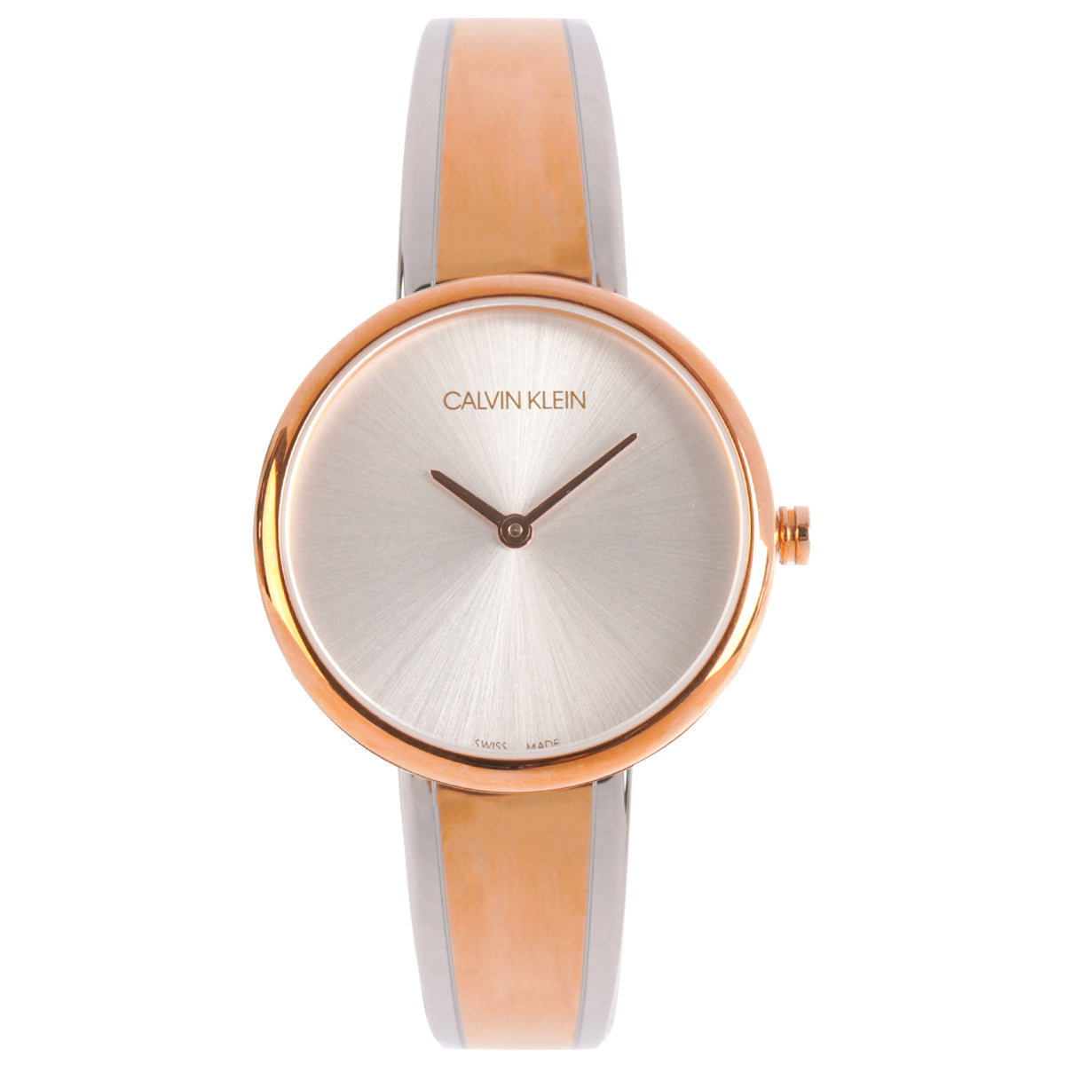 Calvin Klein Seduce K4E2N61X ladies watch with silver sunburst dial and rose gold case