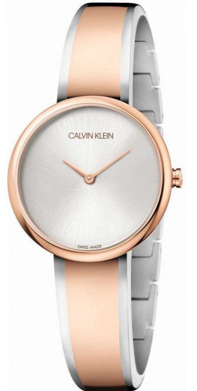 Calvin Klein Seduce K4E2N61X women's quartz watch with silver dial and rose gold case
