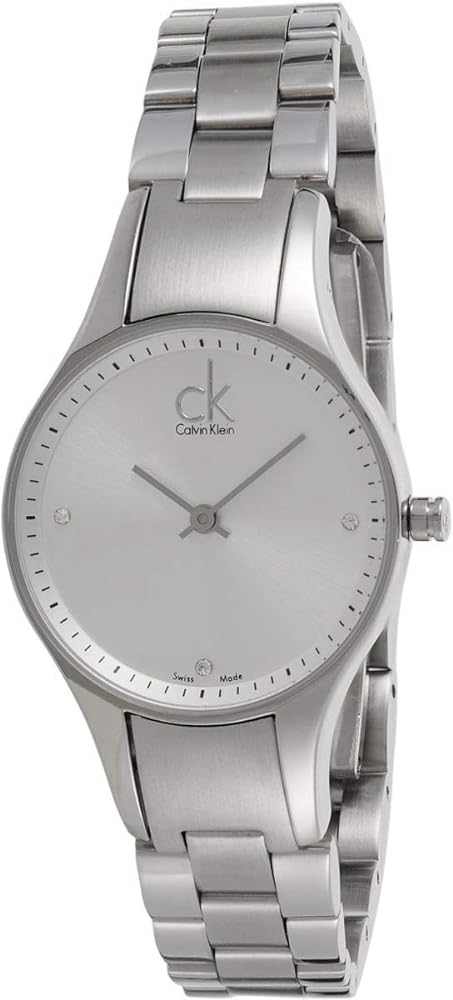 Calvin Klein Simplicity K4323101 watch angled view with silver steel bracelet