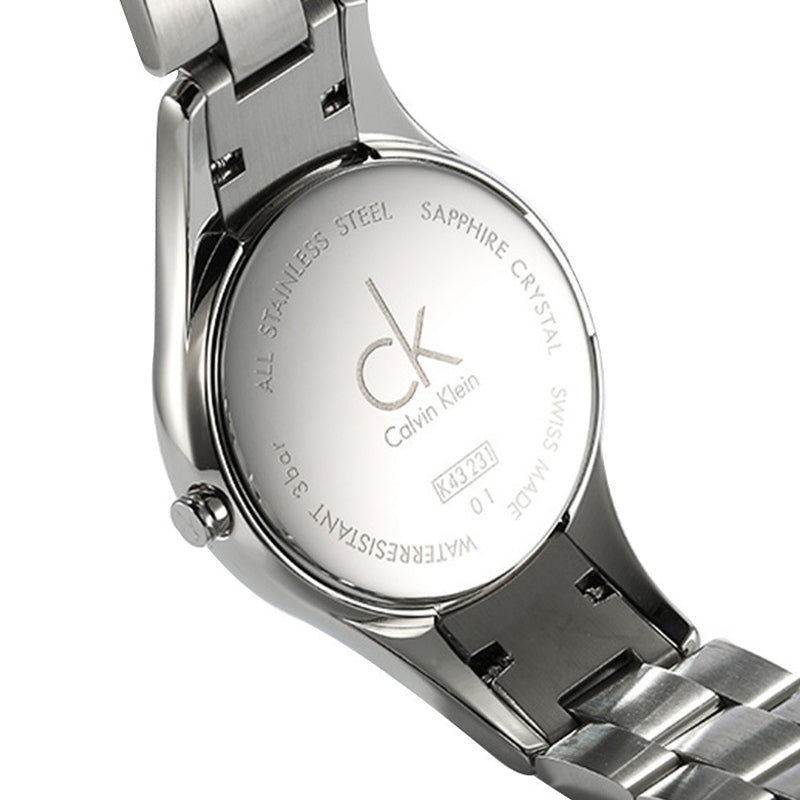 Top-down view of Calvin Klein Simplicity watch strap and bracelet links