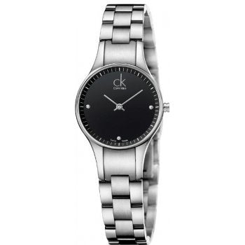 Calvin Klein Simplicity watch angled view showing dial and strap