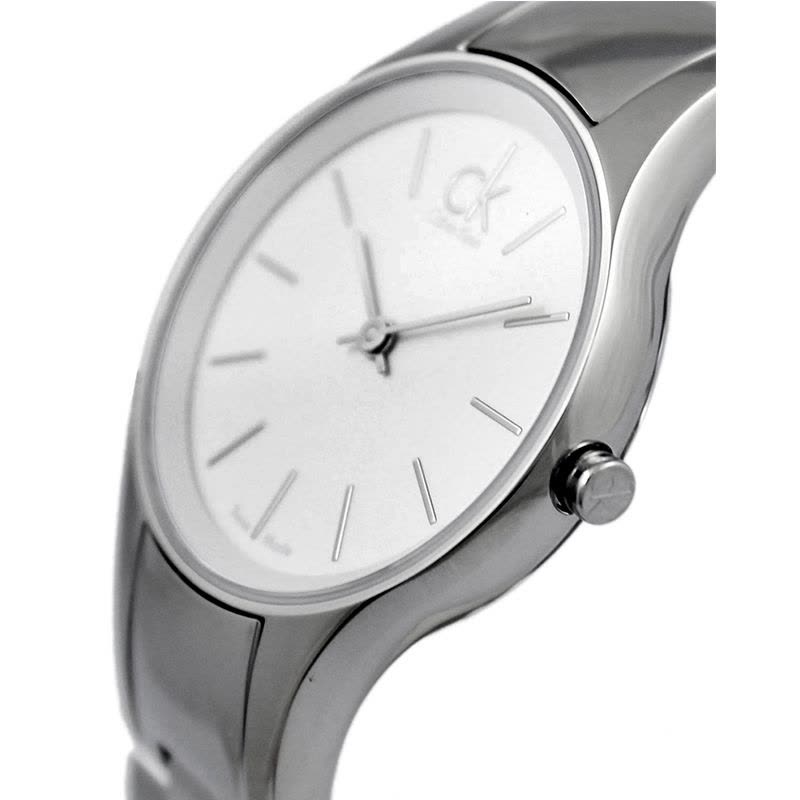 Side view of Calvin Klein Simplicity watch on wrist showing slim profile
