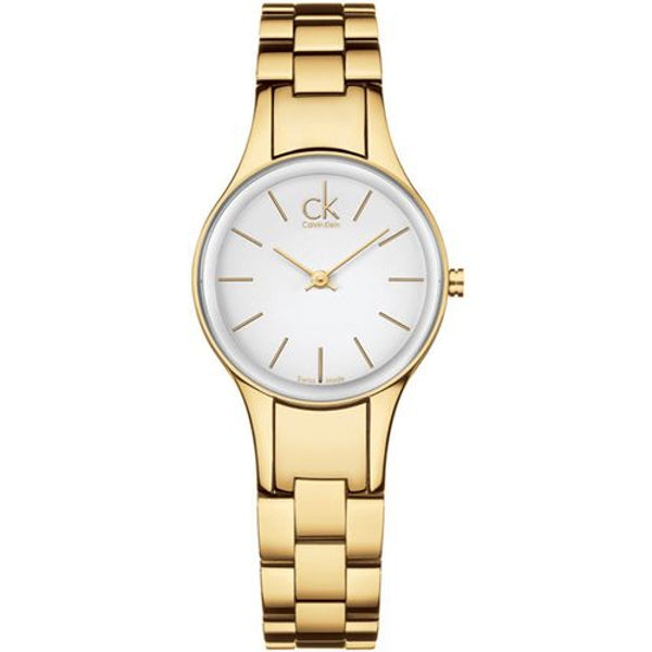 Calvin Klein Simplicity ladies watch, gold-plated case with white dial