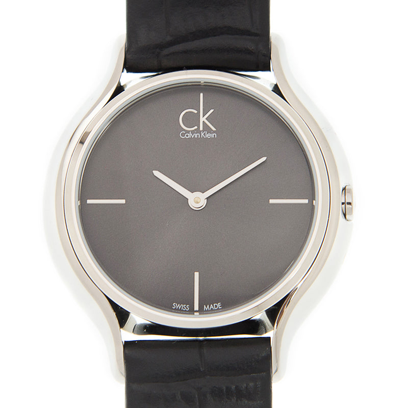 Calvin Klein Skirt Black Dial Black Leather Strap Watch for Women - K2U231C1