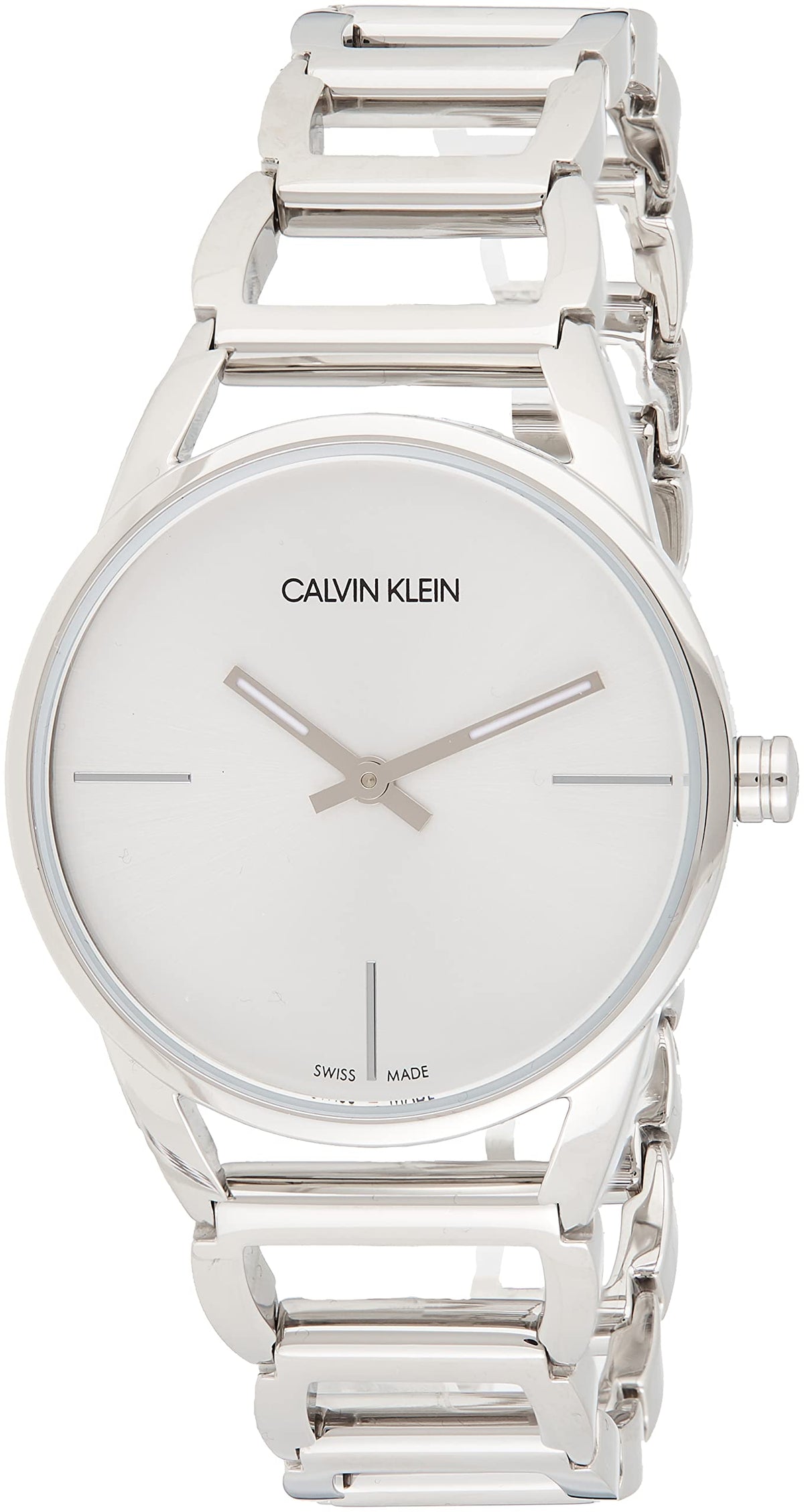 Calvin Klein Stately K3G23126 women's watch angled view with stainless steel bracelet