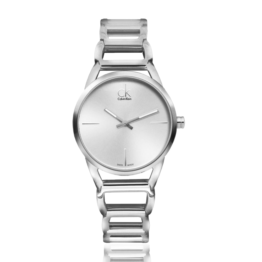 Calvin Klein Stately K3G23126 quartz watch with polished silver dial and bracelet