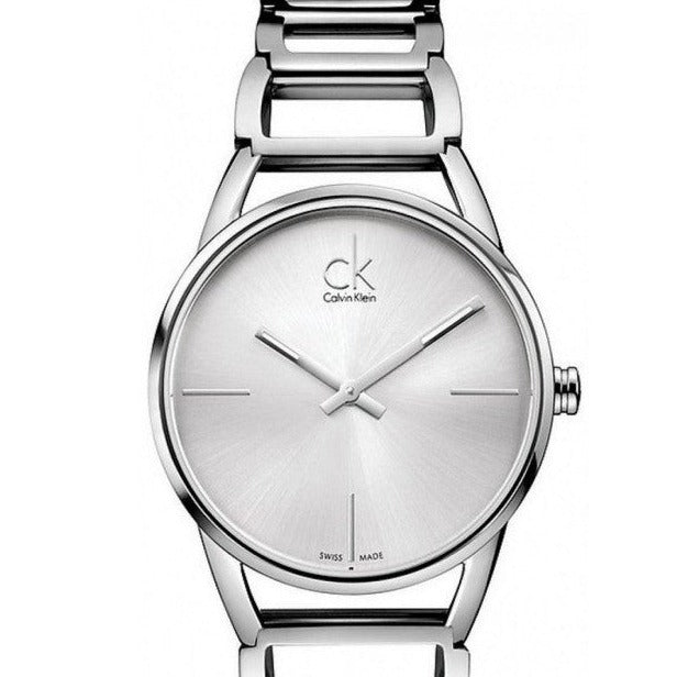 Calvin Klein Stately K3G23126 ladies quartz watch with silver dial and steel band