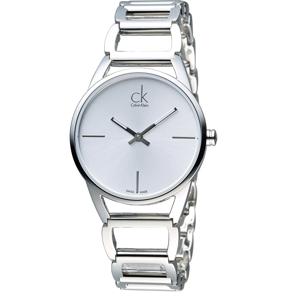 Calvin Klein Stately K3G23126 quartz ladies watch with silver dial and steel bracelet