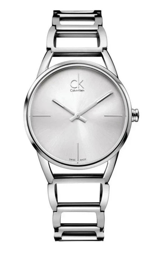 Calvin Klein Stately quartz women's watch with silver dial and stainless steel bracelet