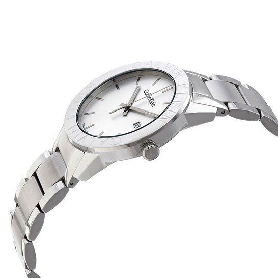 CALVIN KLEIN Steady White Dial stainless steel watch K7Q21146