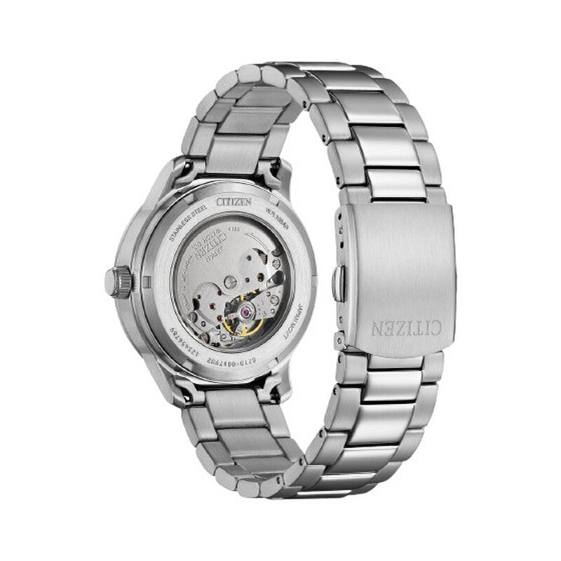 Citizen Automatic watch caseback showing transparent exhibition with visible automatic movement
