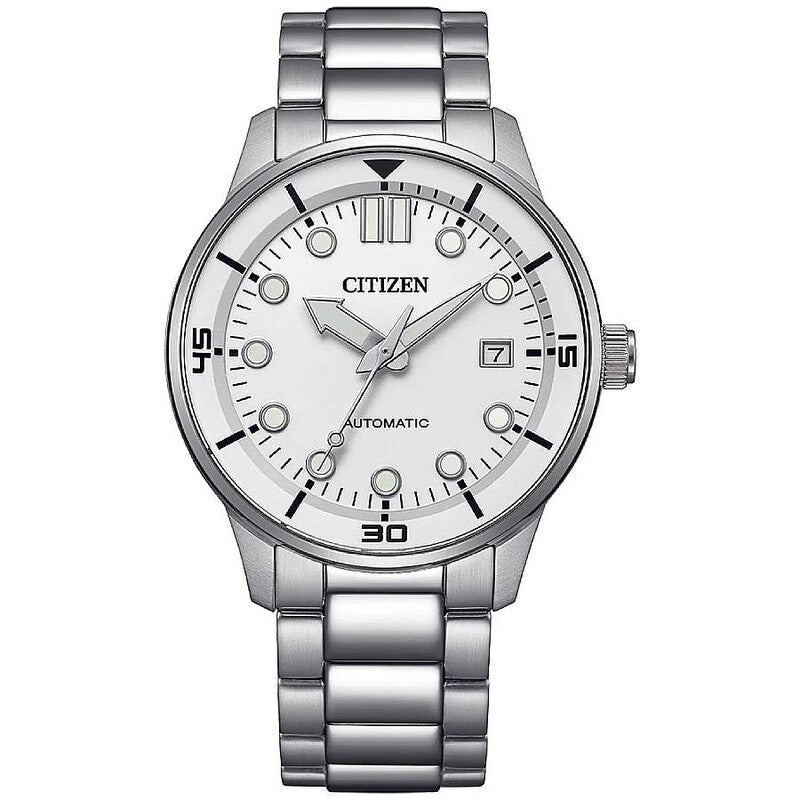 Citizen Automatic silver dial men's watch with stainless steel bracelet and date window