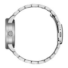 Side view of Citizen stainless steel watch bracelet and case profile