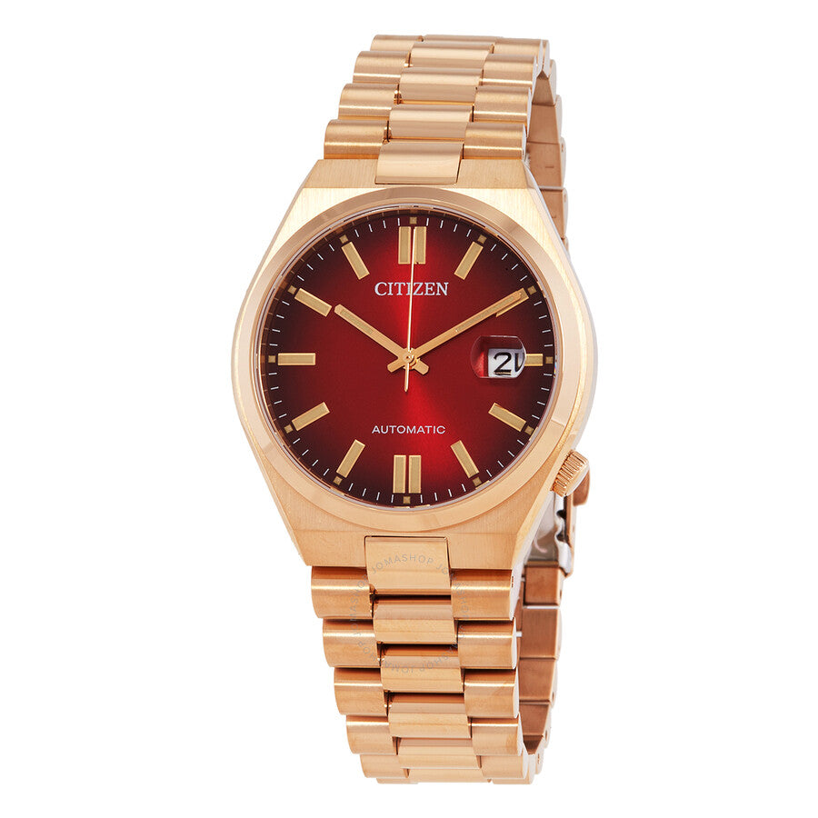 Citizen Tsuyosa Automatic 40mm watch with red dial and gold-tone stainless steel bracelet