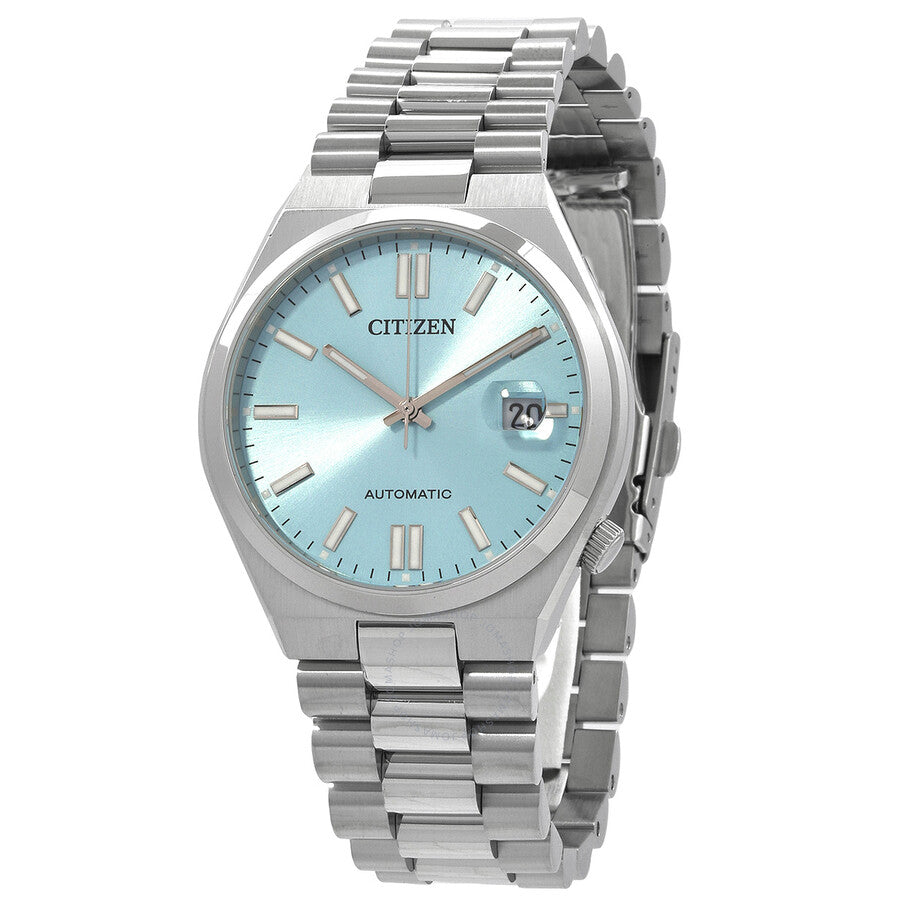 Citizen Tsuyosa Automatic 40mm watch with ice blue dial and stainless steel bracelet, front view