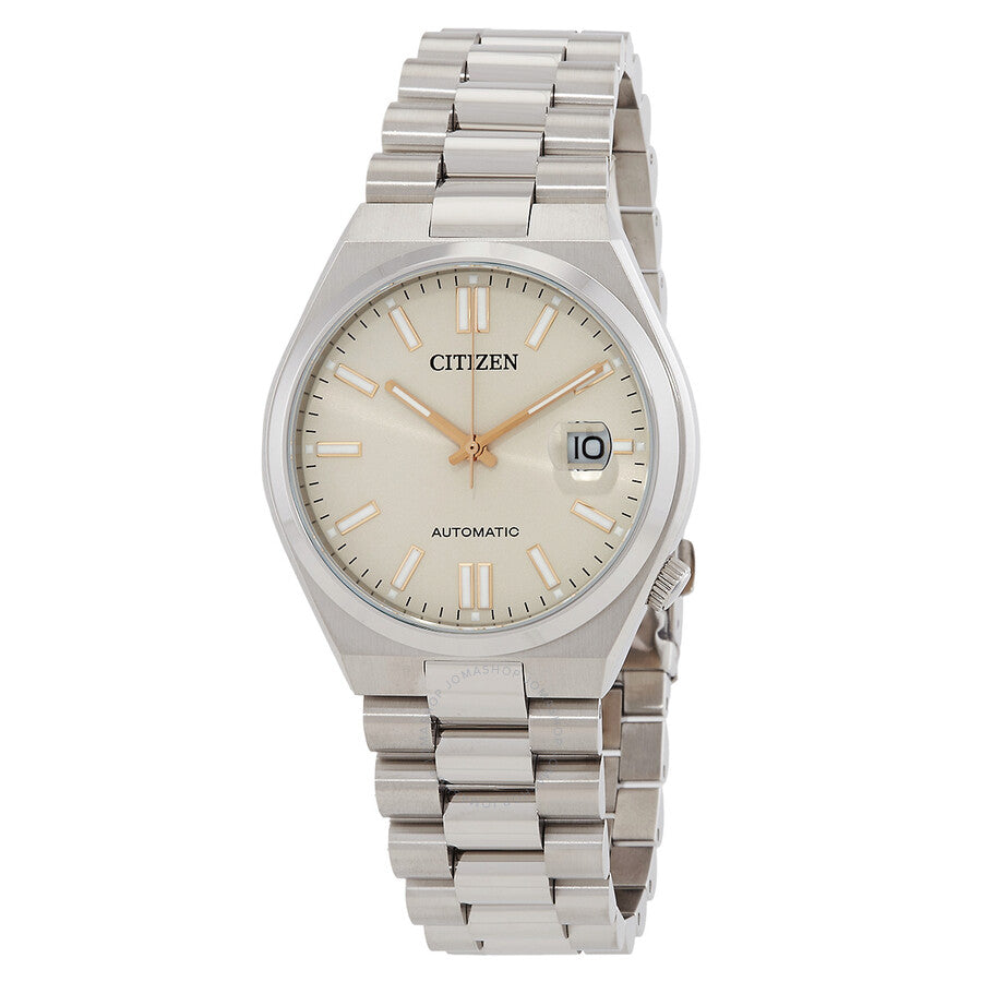 Citizen Tsuyosa Automatic 40mm men's watch with beige dial and stainless steel bracelet