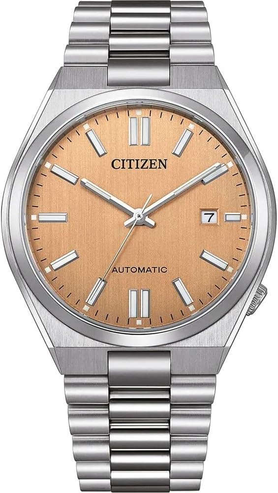Citizen Tsuyosa automatic men's watch with 40mm stainless steel case and warm silver dial