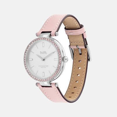 Coach New York Stainless Steel / Genuine Leather Pink Band Ladies Watch - 14504093