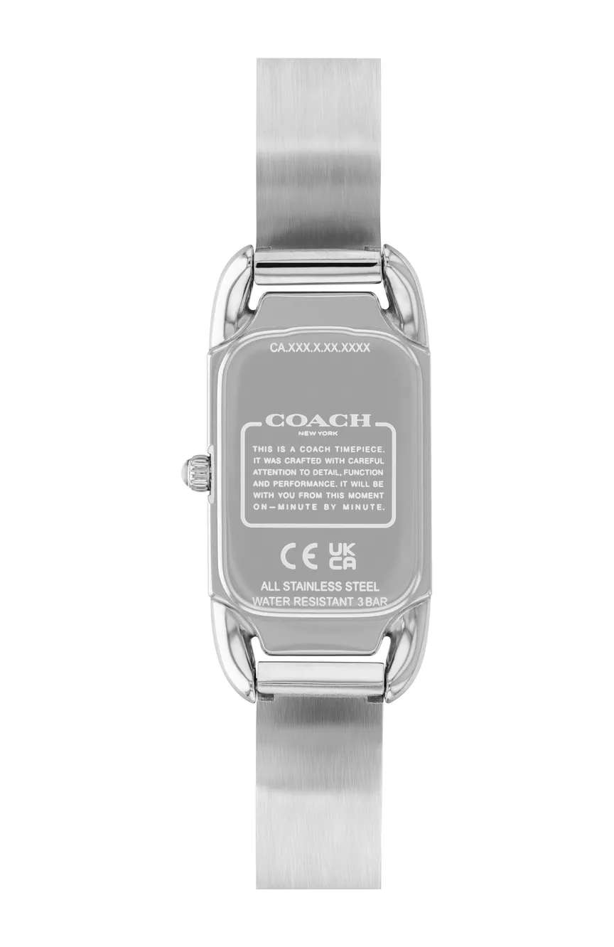 Coach women's watch caseback showing stainless steel case and water resistance markings