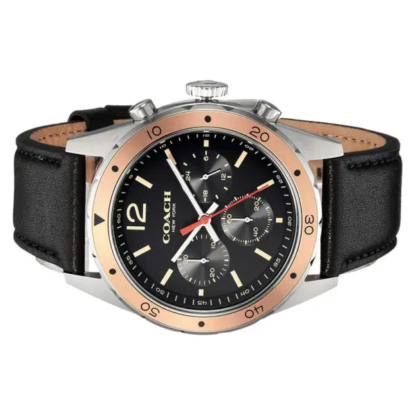Coach Quartz Black Leather Strap Black Dial 44mm Men's Watch 14602133