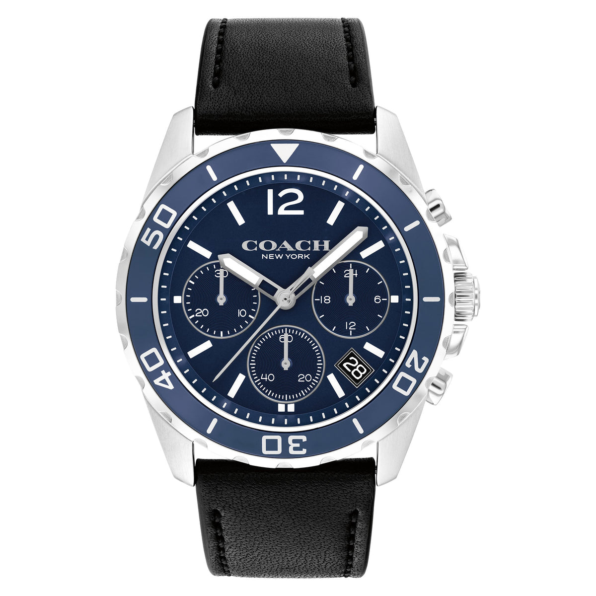 Coach Quartz Black Leather Strap Blue Dial 44mm Men's Watch - 14602666