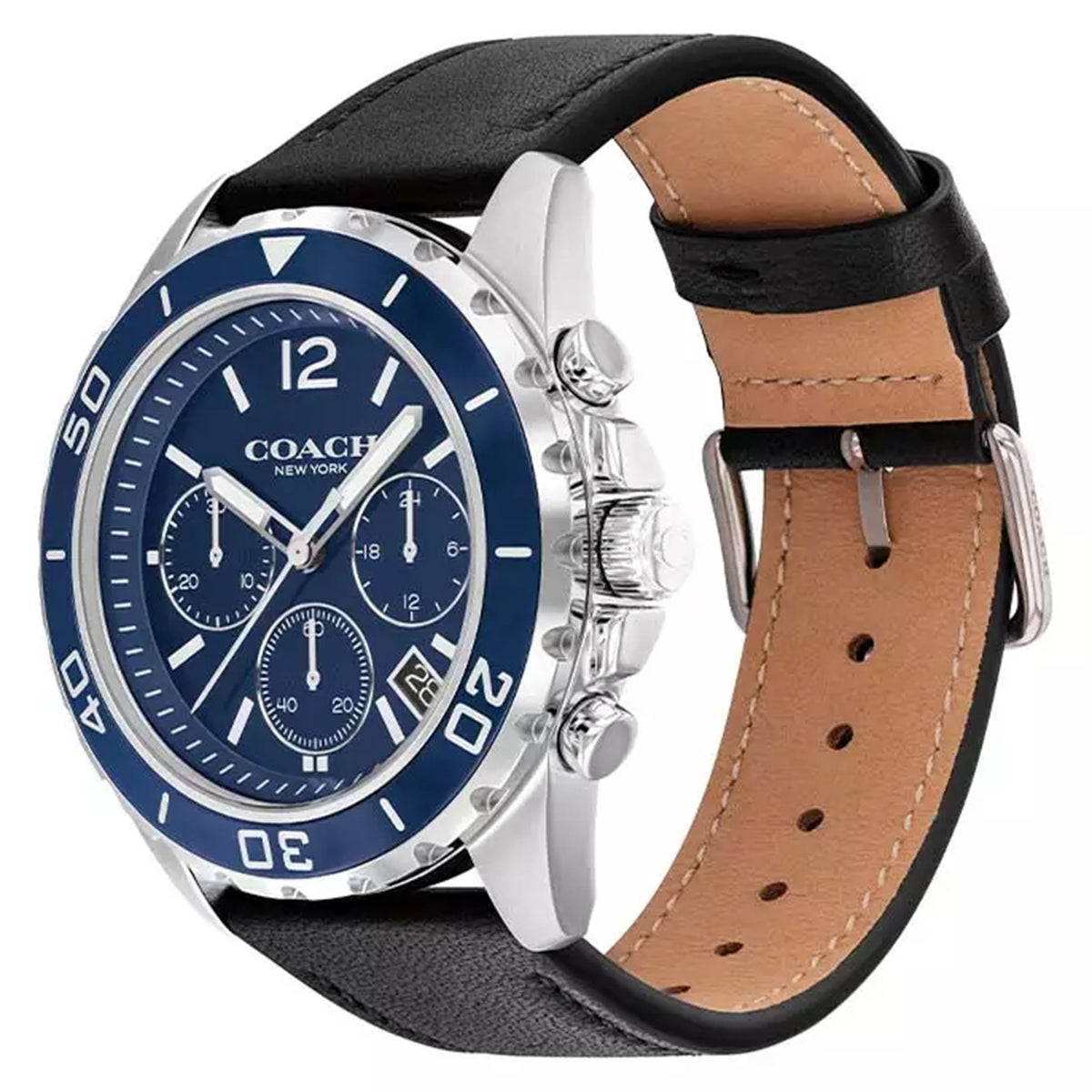 Coach Quartz Black Leather Strap Blue Dial 44mm Men's Watch - 14602666