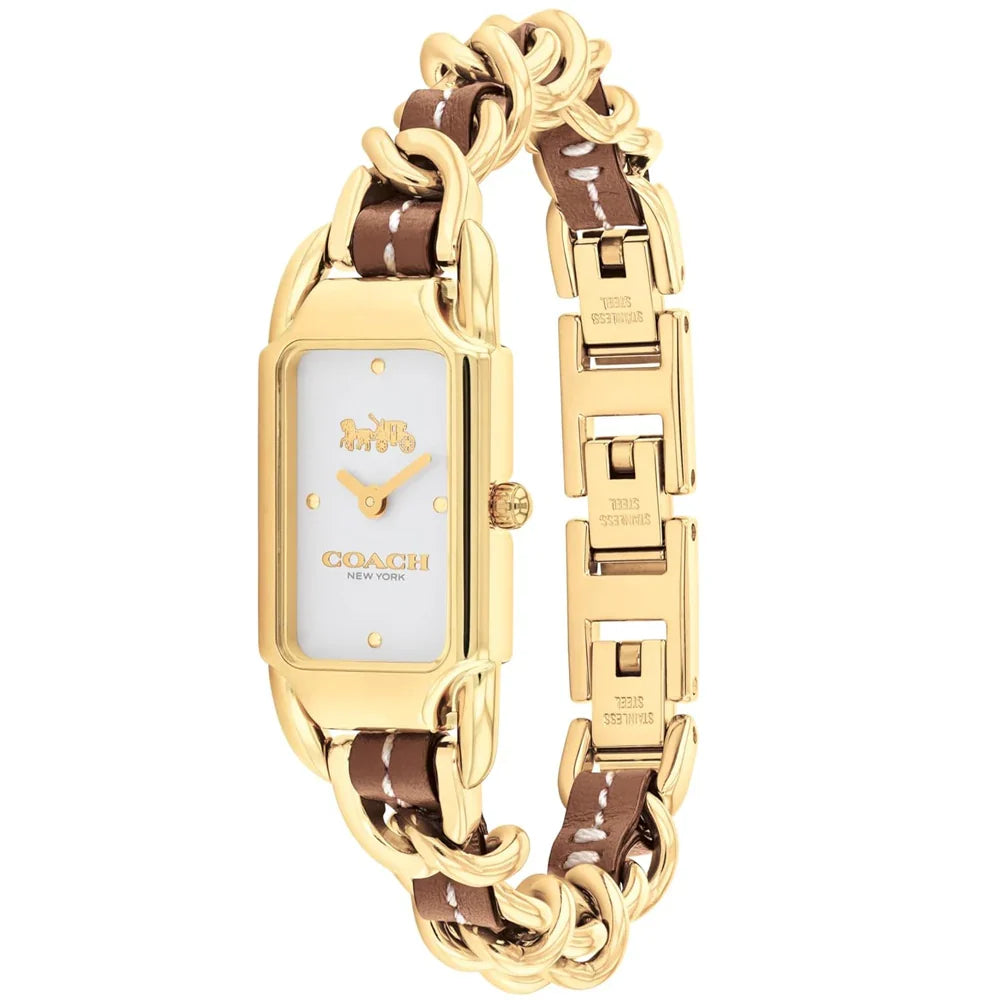 Coach 18MM Golden Analog Leather Strap Women's Watch - 14504282
