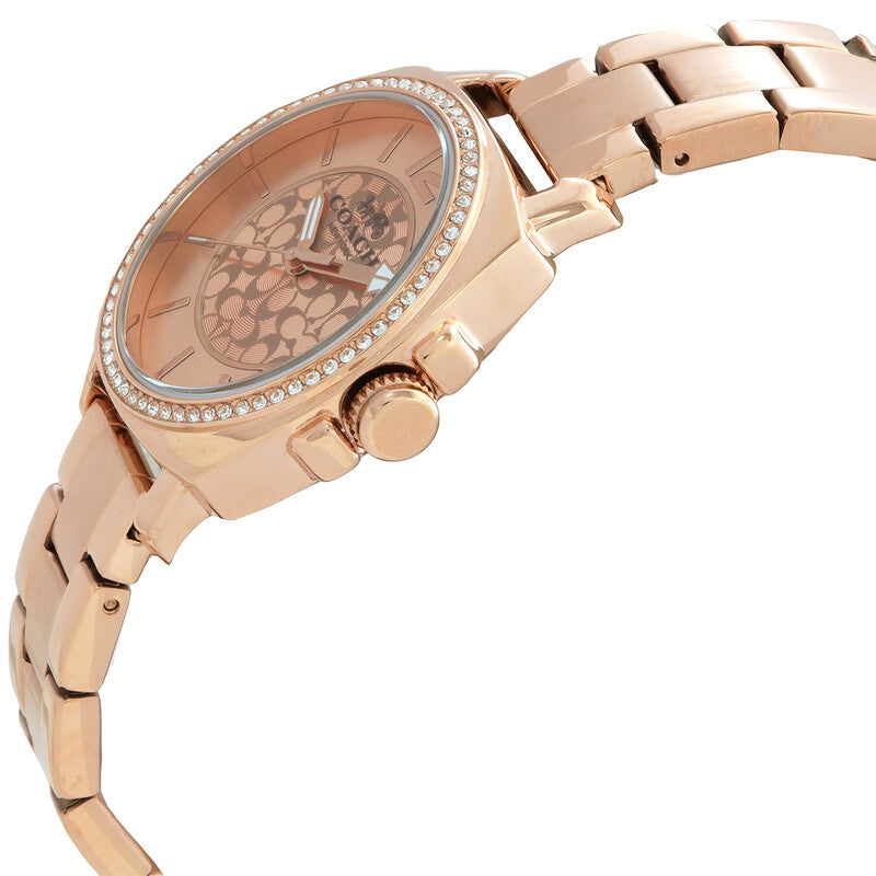 Coach Boyfriend Crystal Bezel Logo Dial Rose Gold Toned Wrist Watch - 14503142