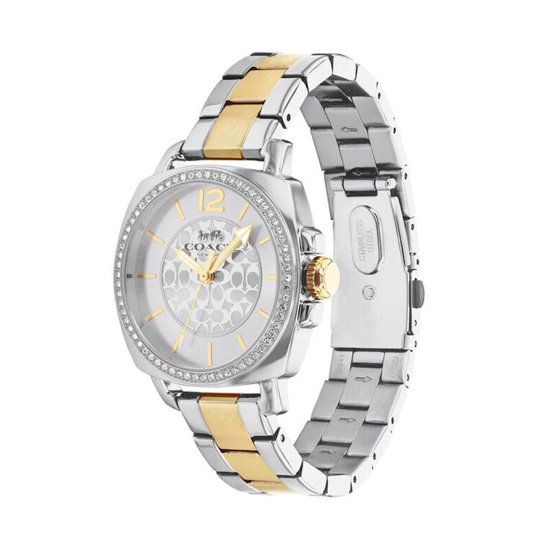 Coach Boyfriend Quartz Crystal Silver White Dial Ladies Watch - 14503143