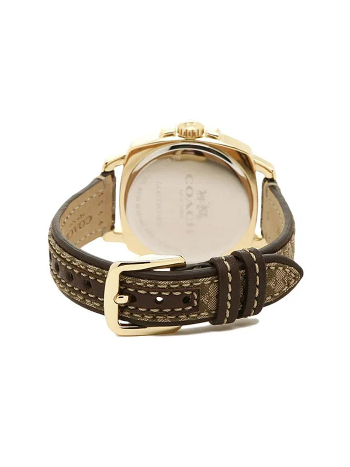 Coach Boyfriend Leather Strap Gold Dial Ladies Watch - 14503150