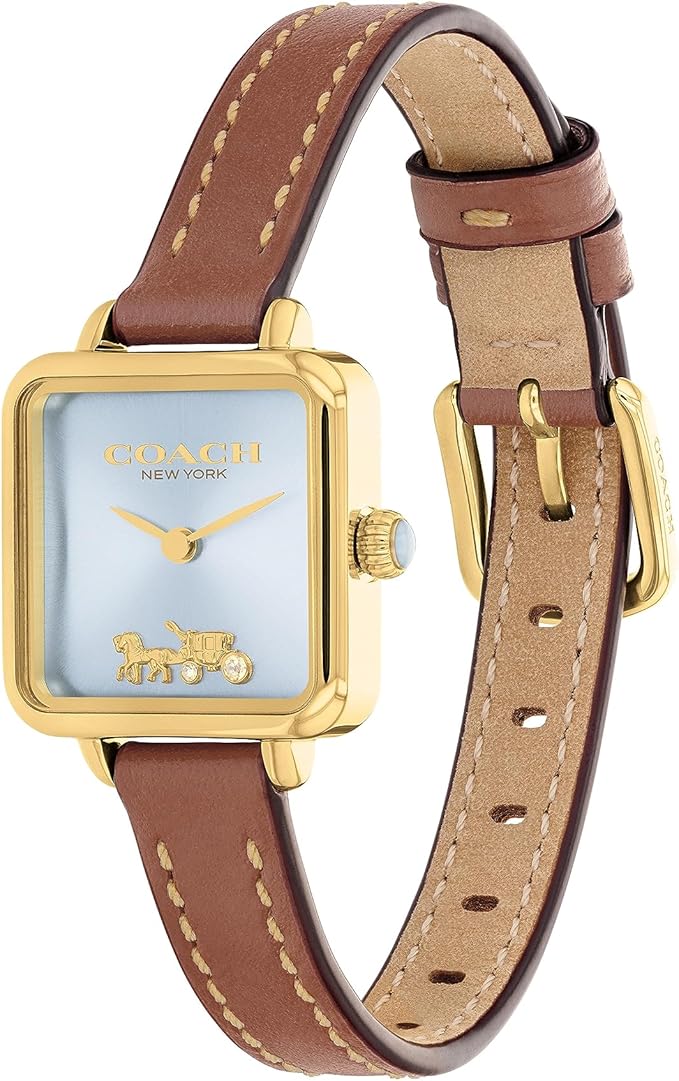 Coach Cass Gold-Tone Case, Saddle Leather Strap 22mm Women's Watch – 14504231