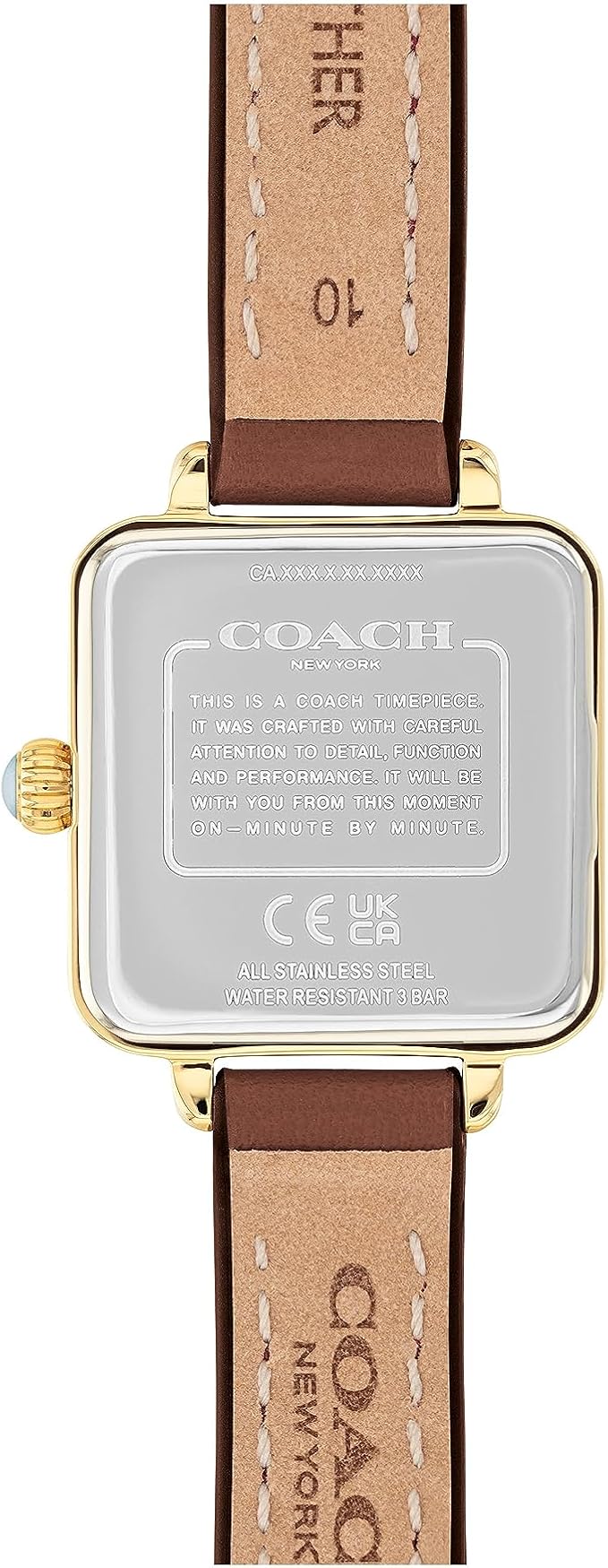Coach Cass Gold-Tone Case, Saddle Leather Strap 22mm Women's Watch – 14504231